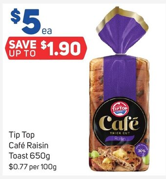 Foodland Tip Top Café Raisin Toast 650g offer