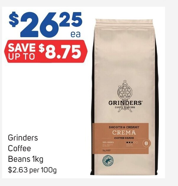 Grinders Coffee Beans 1kg offer at Foodland
