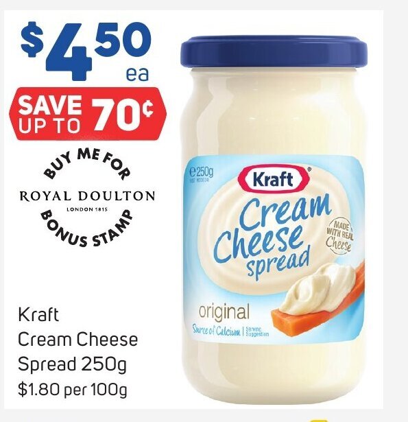 Kraft Cream Cheese Spread 250g offer at Foodland