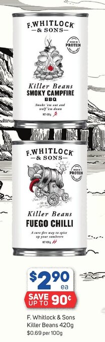 Foodland F. Whitlock & Sons Killer Beans 420g offer