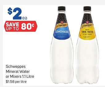 Foodland Schweppes Mineral Water or Mixers 1.1 Litre offer