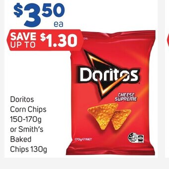 Foodland Doritos Corn Chips 150-170g or Smith's Baked Chips 130g offer