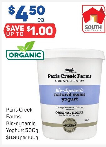 Foodland Paris Creek Farms Bio-dynamic Yoghurt 500g offer