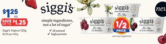 Foodland Siggi's Yoghurt 125g offer