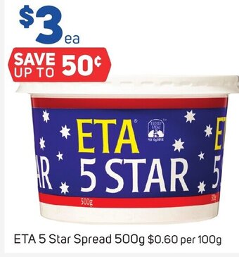 Foodland ETA 5 Star Spread 500g offer