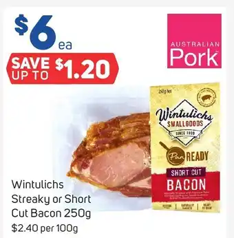 Foodland Wintulichs Streaky or Short Cut Bacon 250g offer