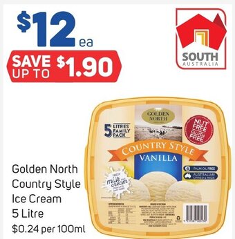 Foodland Golden North Country Style Ice Cream 5 Litre offer
