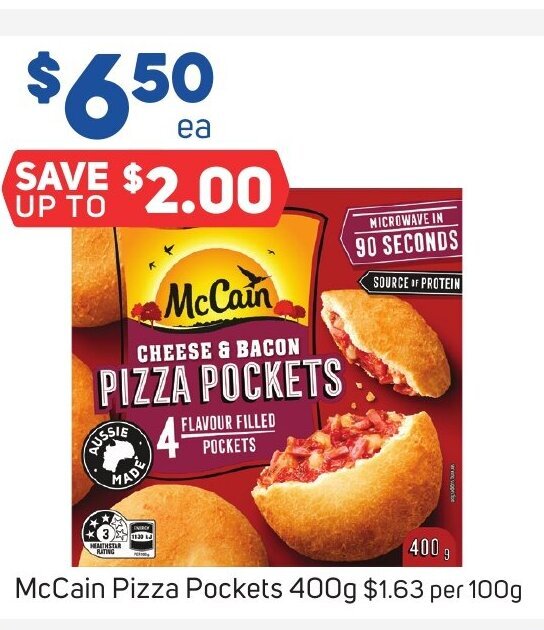 McCain Pizza Pockets 400g offer at Foodland