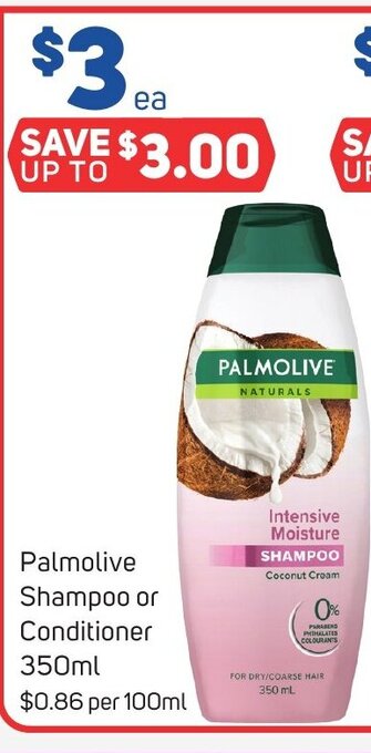 Foodland Palmolive Shampoo or Conditioner 350ml offer