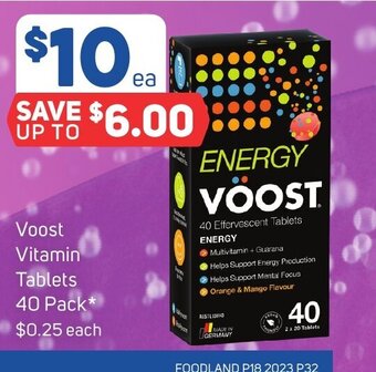 Foodland Voost Vitamin Tablets 40 Pack offer