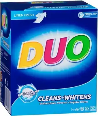 BIG W Duo laundry powder detergent cleans & whitens 5kg - linen fresh offer