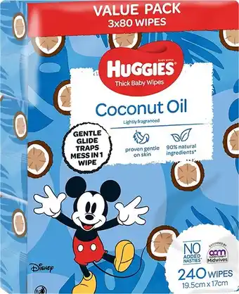 BIG W Huggies thick baby wipes coconut oil 240 pack offer