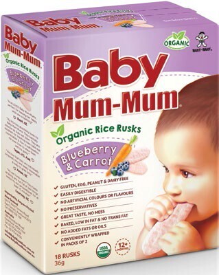 Baby mum-mum organic rice rucks blueberry and carrot - 36g