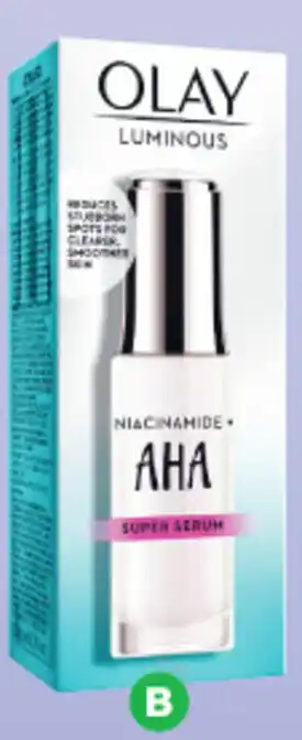 Woolworths B Olay Luminous Niacinamide + AHA Face Serum 30ml $30 ea SAVE $30 $100 per 100ml offer