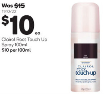 Woolworths Clairol Root Touch Up Spray 100ml offer