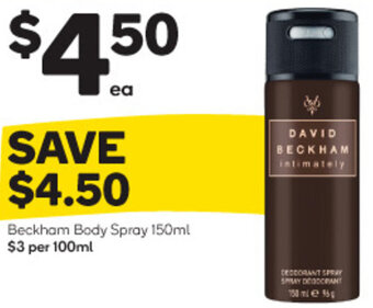 Woolworths Beckham Body Spray 150ml offer