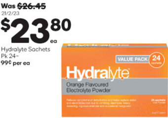 Woolworths Hydralyte Sachets Pk 24 offer