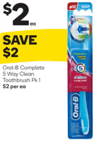 Woolworths Oral-B Complete 5 Way Clean Toothbrush Pk 1 offer