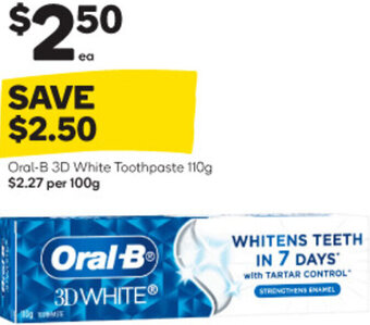Woolworths Oral-B 3D White Toothpaste 110g offer