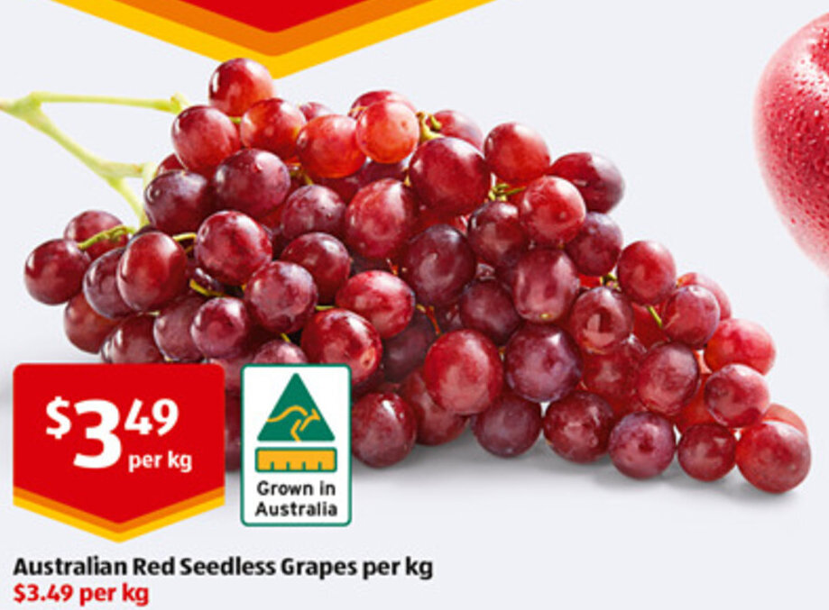 Australian Red Seedless Grapes per kg offer at ALDI