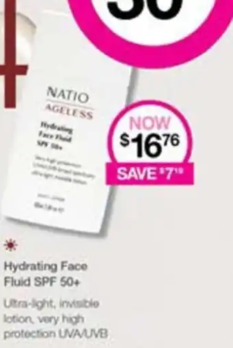 Priceline NATIO AGEL Hydrating Face Fluid SPF 50+ Ultra-light, invisible ESS offer