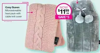 Priceline Cosy Queen Microwaveable heat pack with cable knit cover offer