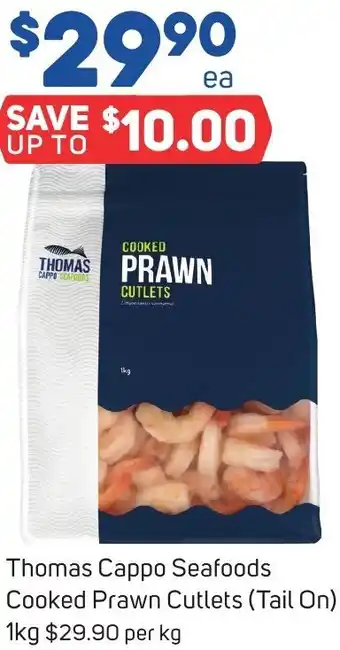Foodland Thomas Cappo Seafoods Cooked Prawn Cutlets (Tail On) offer