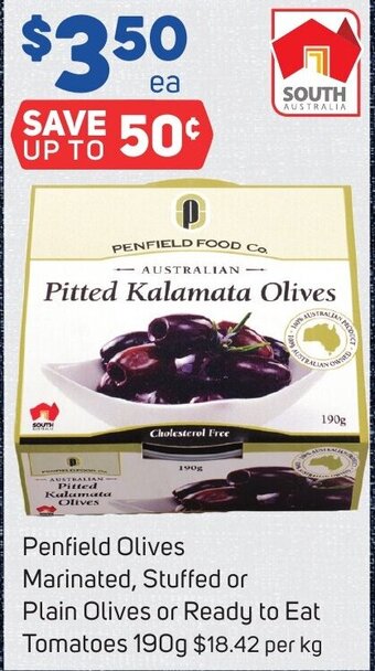 Foodland Penfield Olives Marinated, Stuffed or Plain Olives or Ready to Eat Tomatoes 190g offer