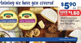 Foodland Jindi Camembert, Brie or Triple Cream Brie 180-200g offer