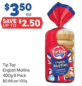 Foodland Tip Top English Muffins 400g 6 Pack offer