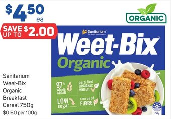 Foodland Sanitarium Weet-Bix Organic Breakfast Cereal 750g offer
