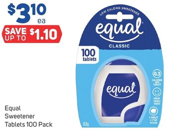 Foodland Equal Sweetener Tablets 100 Pack offer