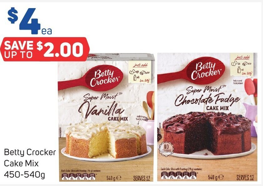 Betty Crocker Cake Mix 450540g offer at Foodland