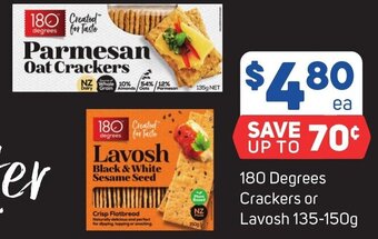 Foodland 180 Degrees Crackers or Lavosh 135-150g offer