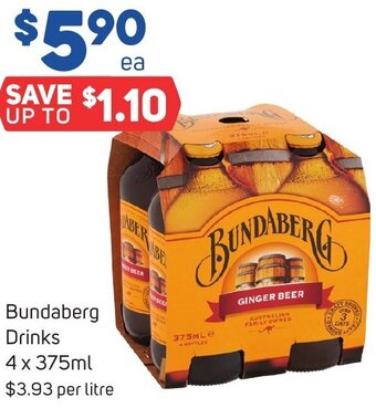 Foodland Bundaberg Drinks 4 x 375ml offer
