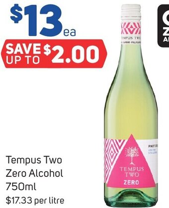 Foodland Tempus Two Zero Alcohol 750ml offer