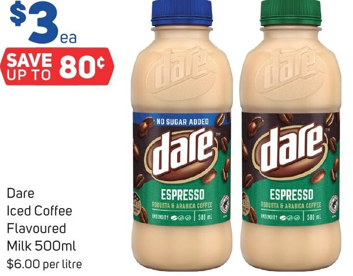 Dare Iced Coffee Flavoured Milk 500ml offer at Foodland