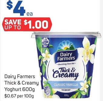 Foodland Dairy Farmers Thick & Creamy Yoghurt 600g offer