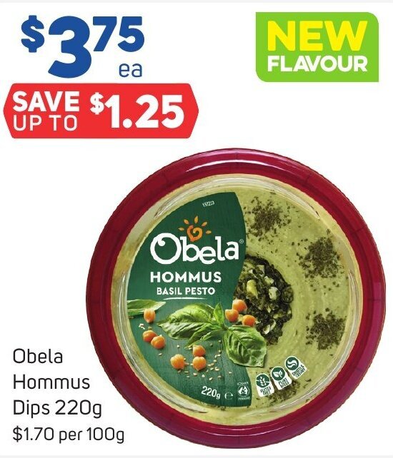 Obela Hommus Dips 220g offer at Foodland
