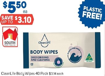 Foodland CleanLife Body Wipes 40 Pack offer
