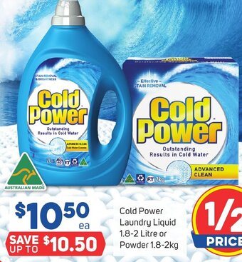 Foodland Cold Power Laundry Liquid 1.8-2 Litre or Powder 1.8-2kg offer