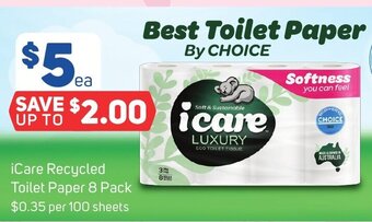 Foodland iCare Recycled Toilet Paper 8 Pack offer