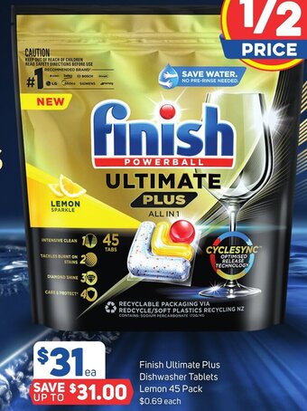 Finish Ultimate Plus Dishwasher Tablets Lemon 45 Pack