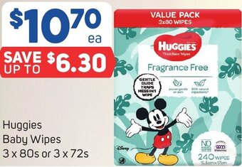 Foodland Huggies Baby Wipes 3 x 80s or 3 x 72s offer