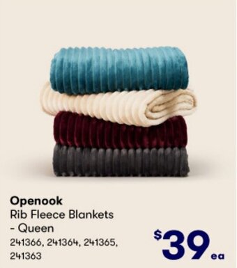BIG W Openook Rib Fleece Blankets - Queen offer