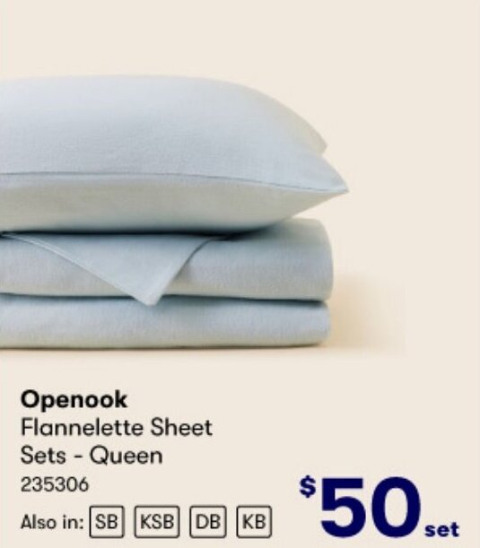 Openook Flannelette Sheet Sets Queen 235306 offer at BIG W