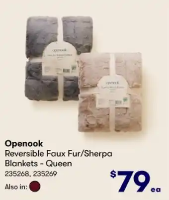 BIG W Openook Reversible Faux Fur/Sherpa Blankets - Queen 235268, 235269 offer