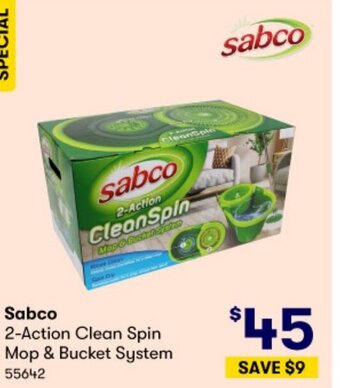 BIG W Sabco 2-Action Clean Spin Mop & Bucket System offer