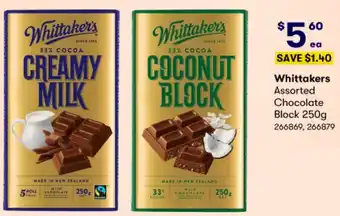 BIG W Whittakers Assorted Chocolate Block 250g offer