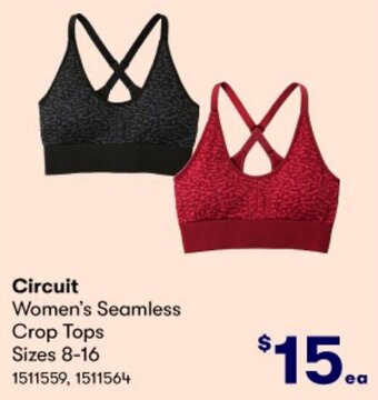 BIG W Circuit Women's Seamless Crop Tops Sizes 8-16 offer